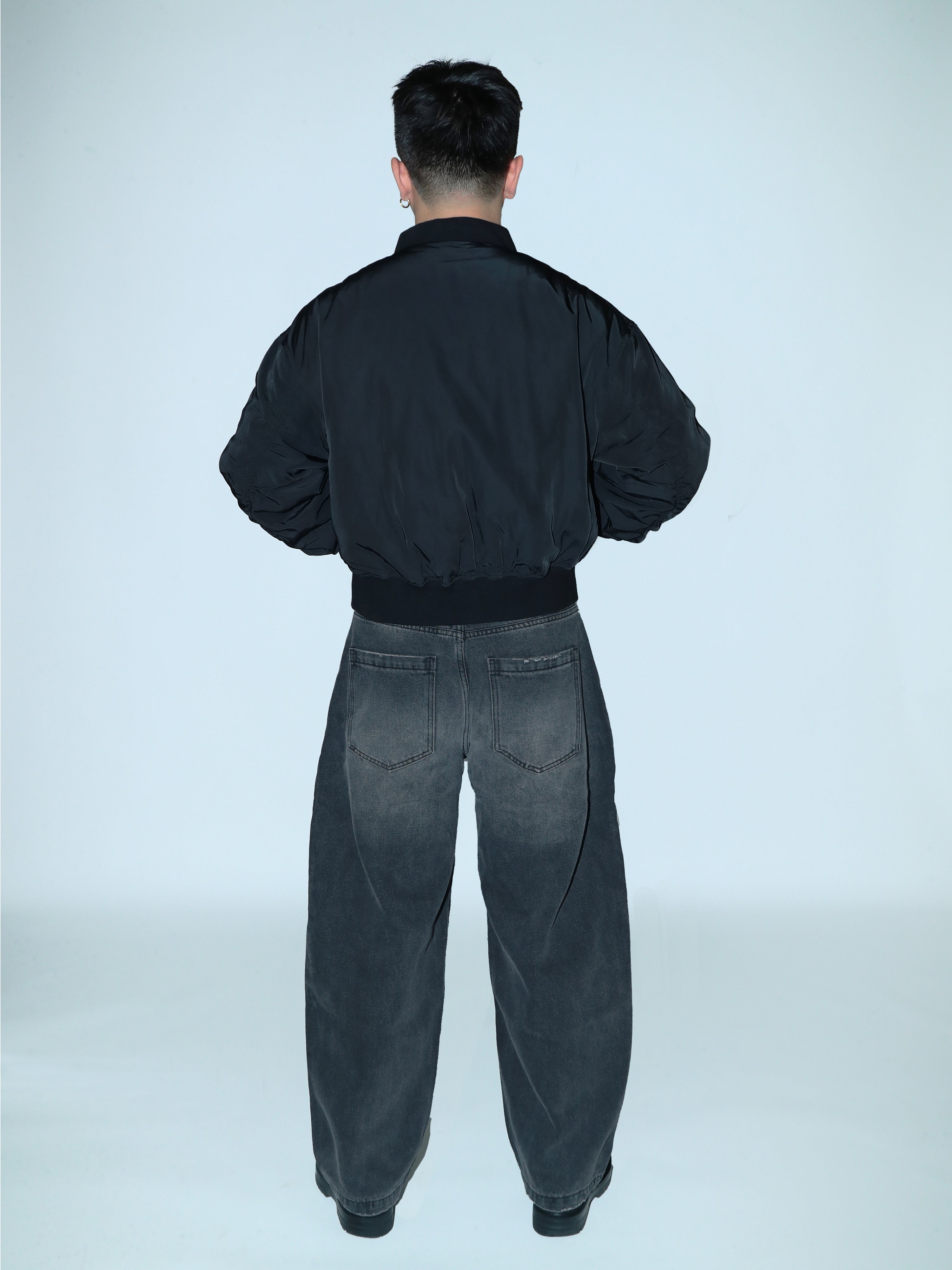 BAGGY WIDE LEG BLACK DENIM VINTAGE WASH