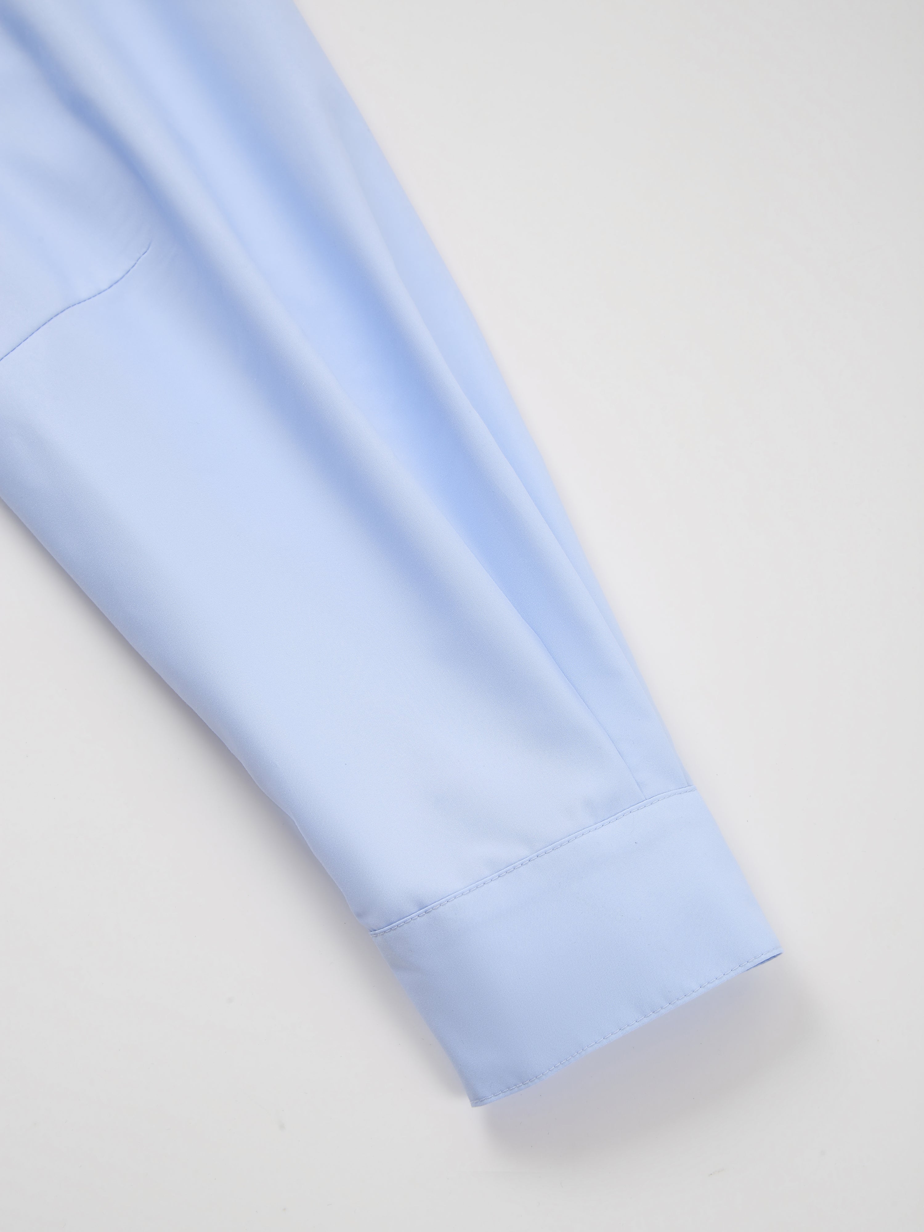 SEA SALT BLUE CROPPED LONG-SLEEVE CAMP COLLAR SHIRT